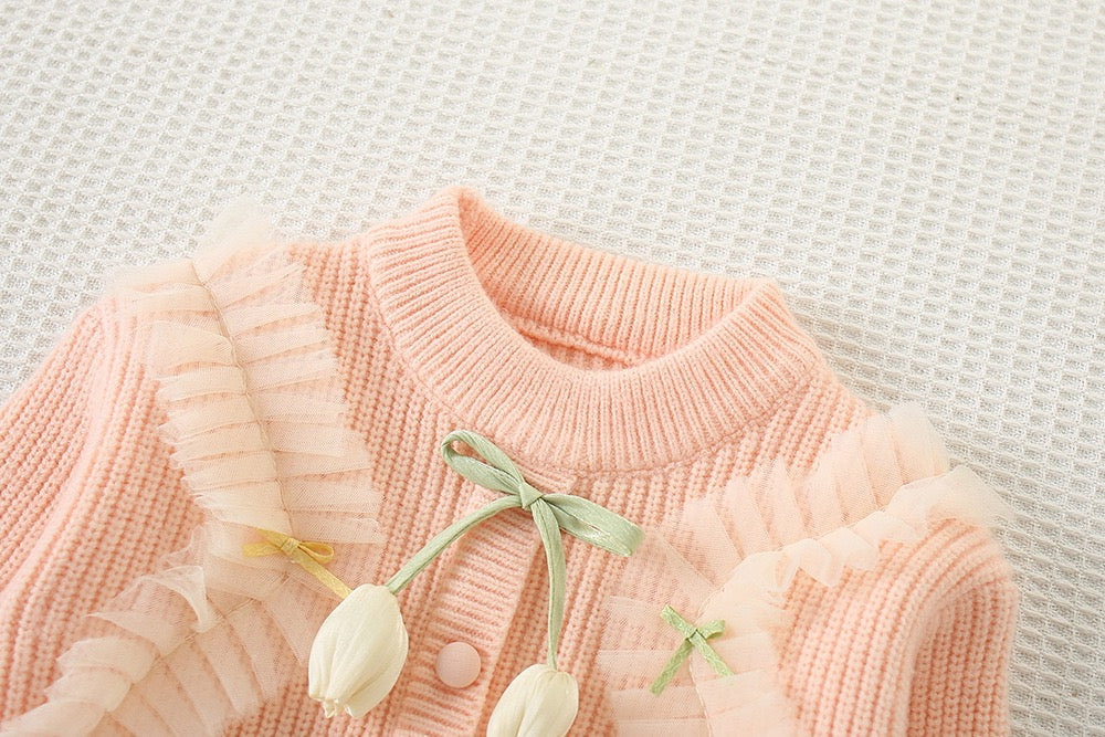 Bow made knitted winter set