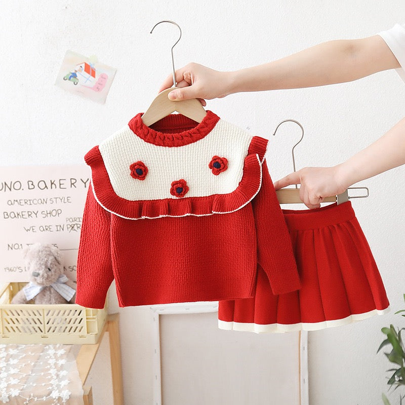 Flower knitted winter set