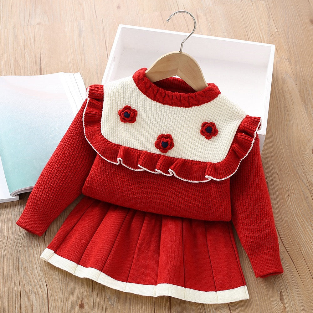 Flower knitted winter set