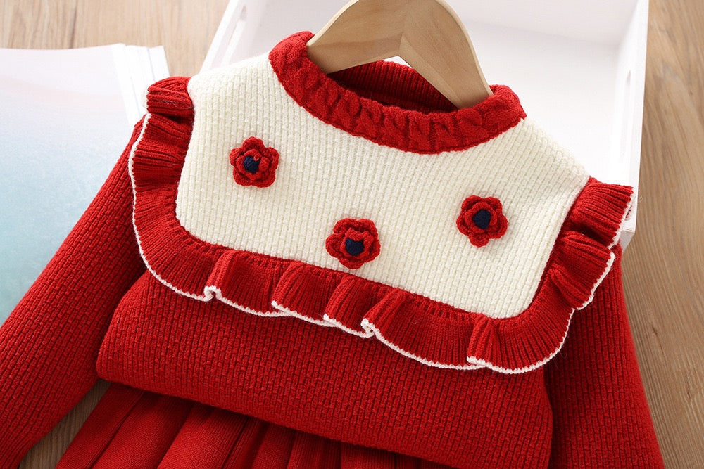 Flower knitted winter set